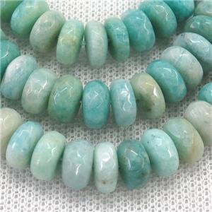 green Amazonite Beads, faceted rondelle, approx 6mm dia