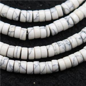 white Howlite Turquoise heishi beads, approx 2x4mm