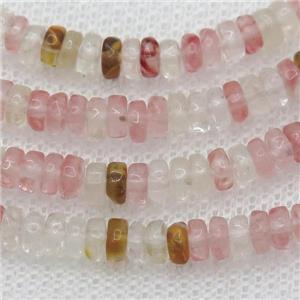 watermelon quartz heishi beads, tigerskin, approx 2x4mm