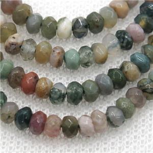 indian Agate beads, faceted rondelle, approx 2x4mm