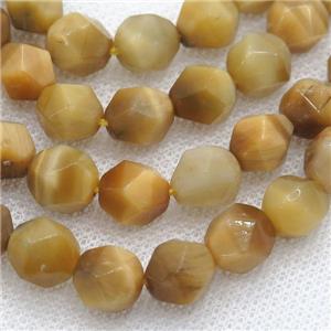 golden Tiger eye stone beads, faceted round, approx 6mm dia