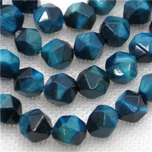 blue Tiger eye stone beads, faceted round, approx 10mm dia