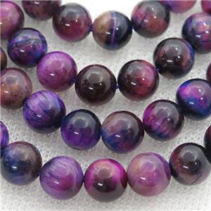 purple Tiger eye stone beads, round, approx 6mm dia