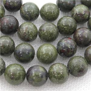 green dragon BloodStone Beads, round, approx 4mm dia