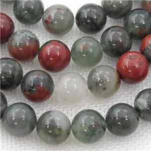 African BloodStone Beads Heliotrope Smooth Round, approx 12mm dia
