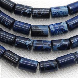 royal blue Imperial Jasper tube beads, approx 6x8mm