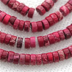 red Imperial Jasper heishi beads, approx 3x6mm