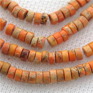 orange Imperial Jasper heishi beads, approx 3x8mm