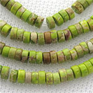 olive Imperial Jasper heishi beads, approx 2x4mm