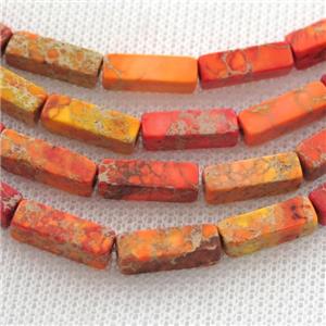 orange Imperial Jasper cuboid beads, approx 4x13mm