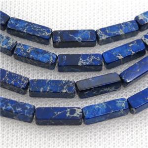 blue Imperial Jasper cuboid beads, approx 4x13mm