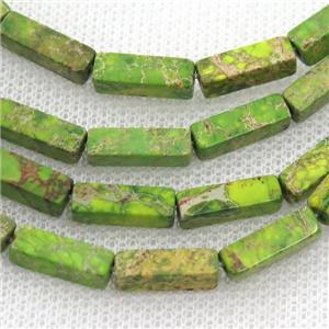 olive Imperial Jasper cuboid beads, approx 4x13mm