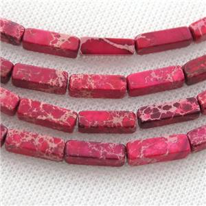 red Imperial Jasper cuboid beads, approx 4x13mm