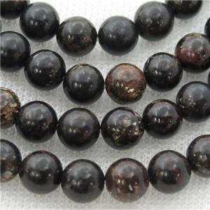 black Biotite Beads, round, approx 4mm dia