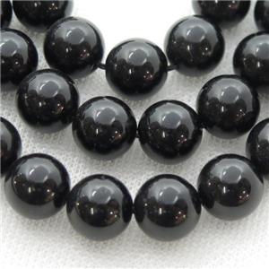 round black Tourmaline Beads, approx 10mm dia