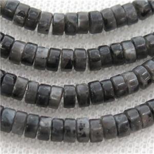 black larvikite Labradorite heishi beads, approx 4mm