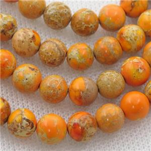 orange Imperial Jasper beads, round, approx 12mm dia