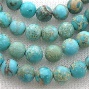 aqua Imperial Jasper beads, round, approx 4mm dia