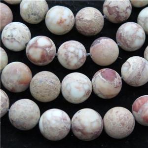 white Imperial Jasper beads, round, matte, approx 10mm dia