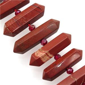 Red Jasper bullet beads, approx 9-38mm