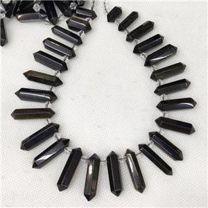 Obsidian bullet beads, approx 9-38mm