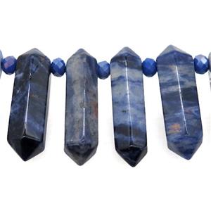 blue Sodalite bullet beads, approx 9-38mm