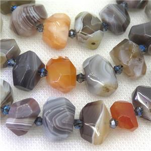 Botswana Agate nugget beads, faceted freeform, approx 12-18mm