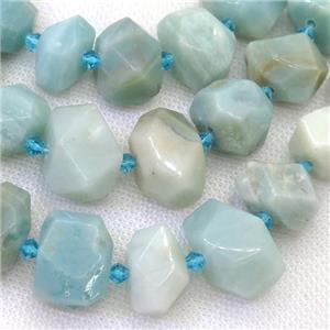 Chinese Amazonite beads, faceted freeform, approx 12-18mm