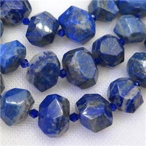 blue Lapis Lazuli nugget beads, faceted freeform, approx 12-18mm