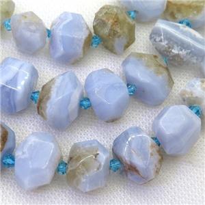 blue lace agate nugget beads, faceted freeform, approx 12-18mm
