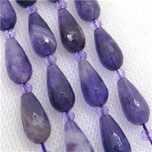 purple Amethyst beads, faceted teardrop, approx 8-15mm