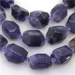 Amethyst nugget beads, faceted freeform, approx 12-18mm