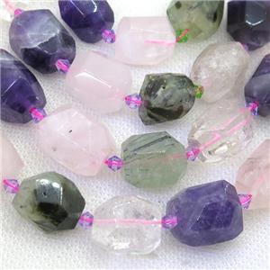mix Gemstone nugget beads, faceted freeform, approx 12-18mm