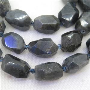 Labradorite nugget beads, faceted freeform, approx 12-18mm