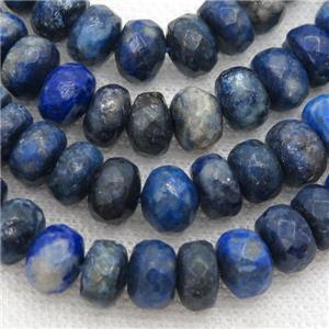 blue Lapis beads, faceted rondelle, approx 14mm dia