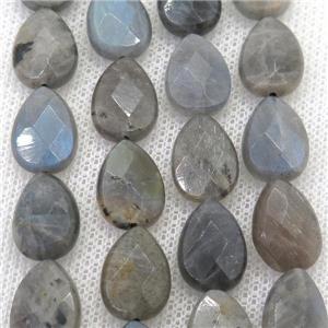 Labradorite beads, faceted teardrop, approx 10x14mm