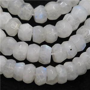 white MoonStone beads, faceted rondelle, approx 10-11mm