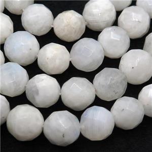 white MoonStone Beads, faceted round, approx 6mm dia