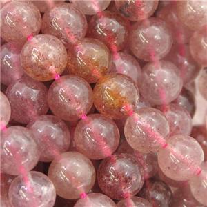 round Strawberry Quartz Beads, approx 4mm dia
