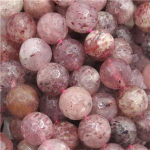 faceted round Strawberry Quartz Beads, approx 10mm dia