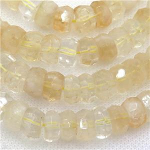 Citrine beads, faceted rondelle, approx 6x12mm