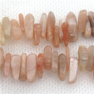 peach MoonStone chip beads, approx 4-12mm