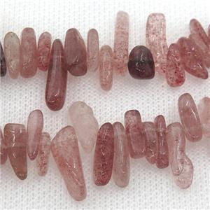 pink Strawberry Quartz chip beads, approx 4-12mm