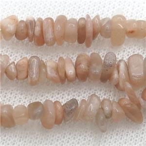 peach SunStone chip beads, approx 5-8mm