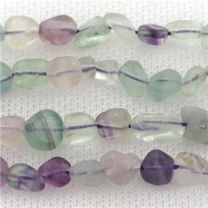 Fluorite chip beads, multicolor, approx 5-8mm