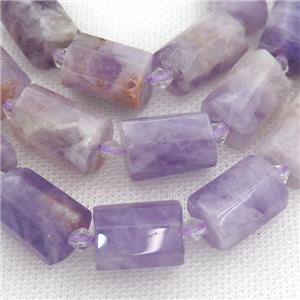 purple Chalcedony beads, faceted tube, approx 12-18mm