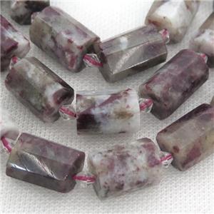 pink Tourmaline beads, faceted tube, approx 12-18mm