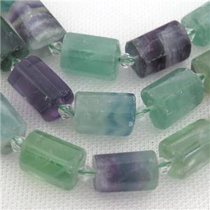 mix Fluorite beads, faceted tube, approx 12-18mm