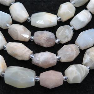 white MoonStone beads, faceted barrel, B-grade, approx 8-16mm