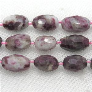 plum blossom Tourmaline beads, faceted barrel, approx 8-16mm